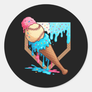 Ice-cream Drip Sell Boys Game Day Home Plate Dripp Classic Round Sticker