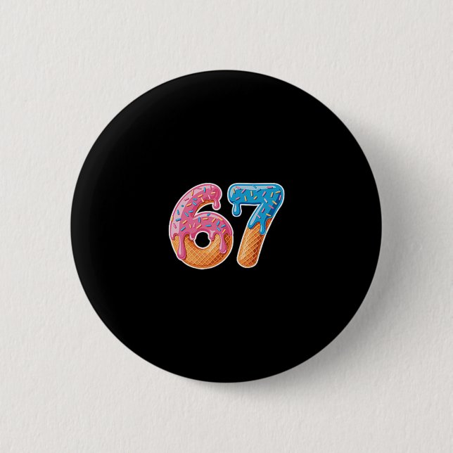 Ice Cream Drip Six Seven 6 7 Meme 67  Cm Round Badge (Front)