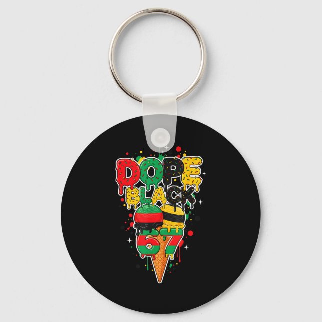 Ice Cream Drip Six Seven Meme 6 7 Black History Mo Key Ring (Front)