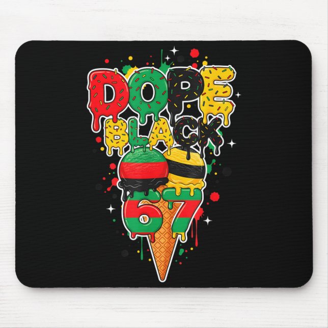 Ice Cream Drip Six Seven Meme 6 7 Black History Mo Mouse Pad (Front)