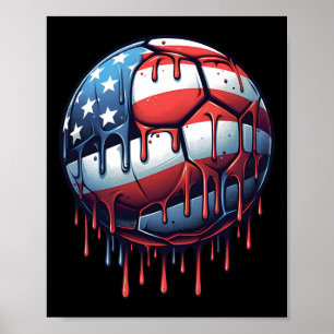 Ice Cream Drip Soccer 4th Of July Boys Kids Footby Poster