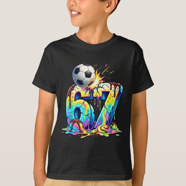 Ice Cream Drip Soccer 67 Six Seven Funny Gen Alpha T-Shirt (Front)