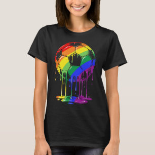 Ice Cream Drip Soccer Rainbow Lesbian Gay Pride Wo T-Shirt