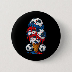 Ice Cream Drip Soccer Stuff 4th Of July Boys Kids 6 Cm Round Badge