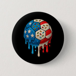 Ice Cream Drip Soccer Stuff 4th Of July Boys Kids  6 Cm Round Badge