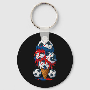 Ice Cream Drip Soccer Stuff 4th Of July Boys Kids  Key Ring