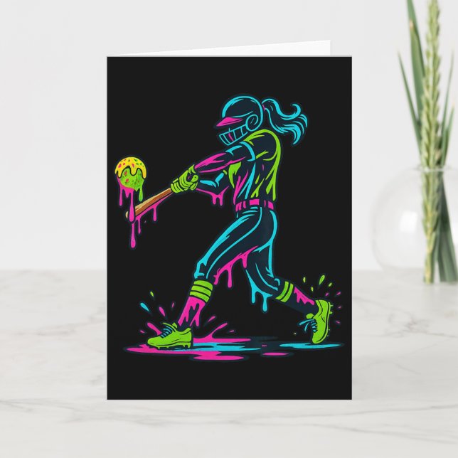 Ice Cream Drip Softll Player Softll Drip Women Gir Card (Front)