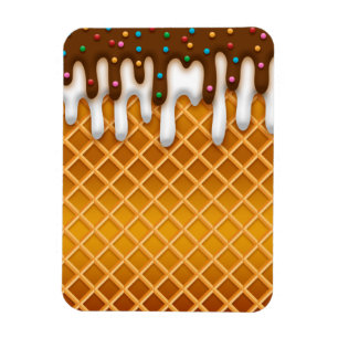 Ice Cream Drip Waffle Cone Chocolate And Vanilla Magnet