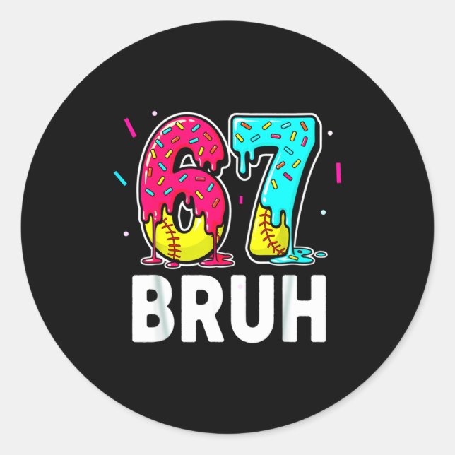 Ice Cream Dripng Softball Drip Fun 6 7 Six Seven M Classic Round Sticker (Front)