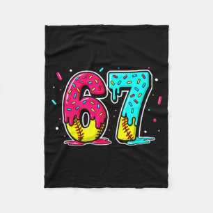 Ice Cream Dripng Softball Drip Funny 6 7 Six Seven Fleece Blanket