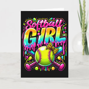 Ice Cream Dripping Softll Girl Player Softll T Card