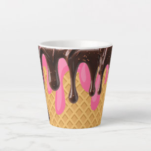 Ice Cream,Dripping Strawberry Choco Bliss Latte Mug
