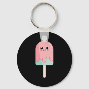 Ice Cream Face Kawaii Food Art Key Ring