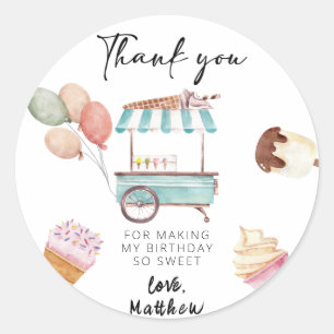 Ice Cream Favor Summer birthday Classic Round Sticker