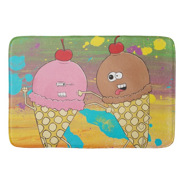 Ice Cream Fight Bath Mat (Front)