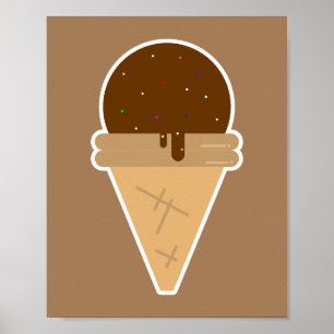 Ice cream flat clipart illustration poster