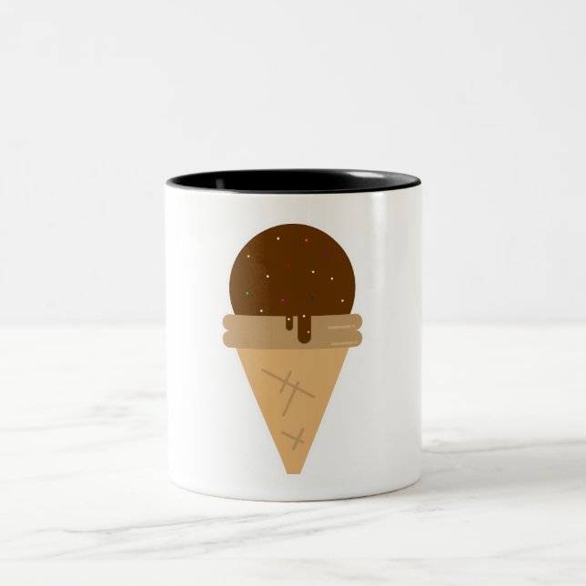 Ice cream flat clipart illustration Two-Tone coffee mug (Center)