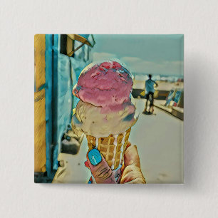 Ice cream flavour 15 cm square badge