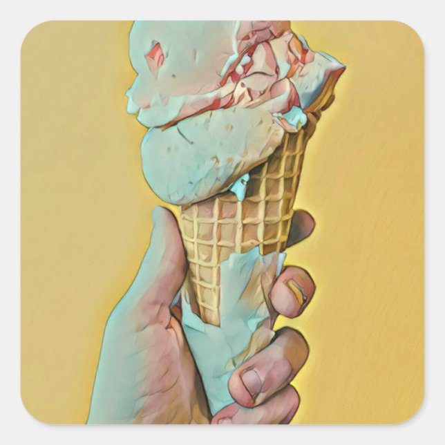 Ice cream flavour square sticker (Front)