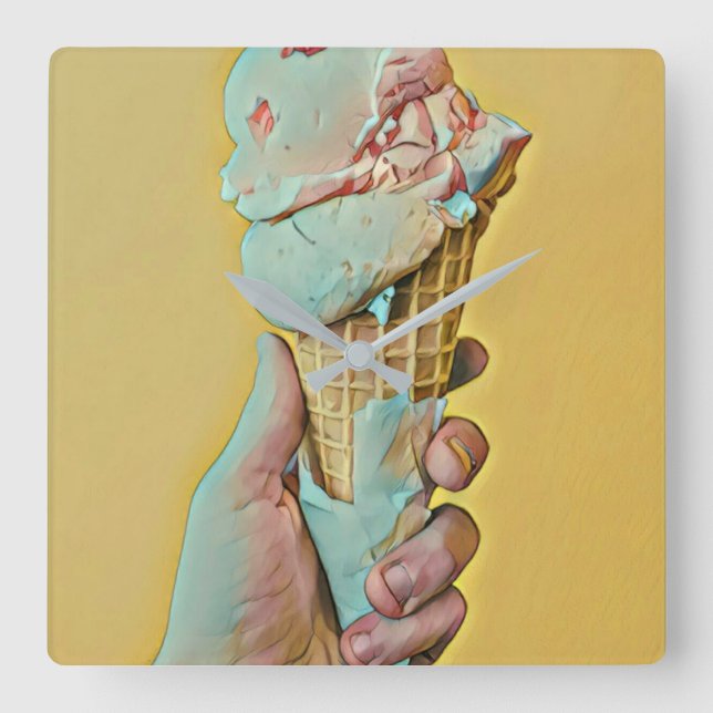 Ice cream flavour square wall clock (Front)