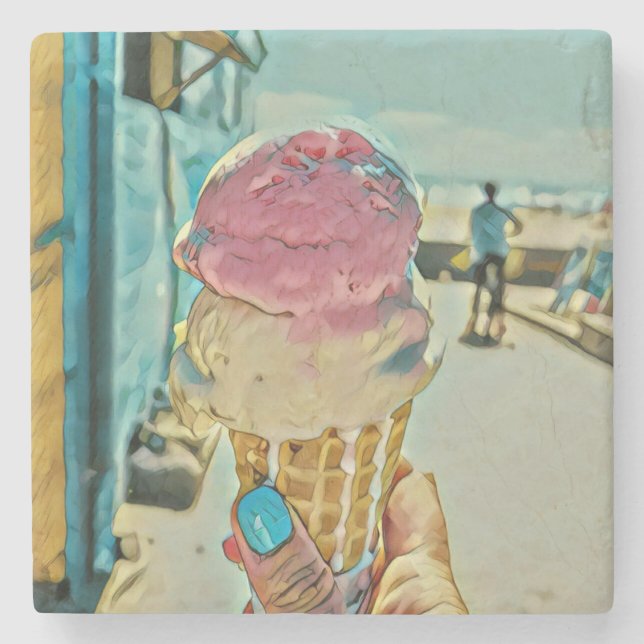 Ice cream flavour stone coaster (Front)