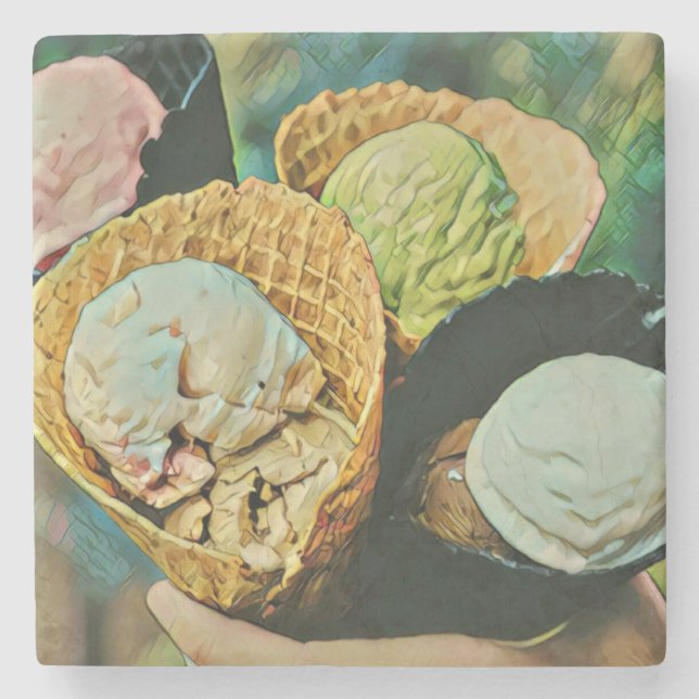 Ice cream flavour stone coaster (Front)