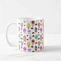 Ice cream Flavours Watercolor Pattern Mug