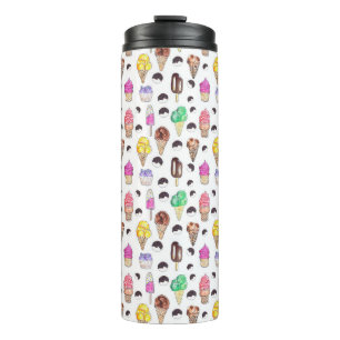 Ice cream Flavours Watercolor Pattern Thermal Tumbler