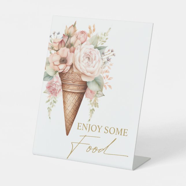 Ice Cream Floral Food Sign Bridal Shower (Front)