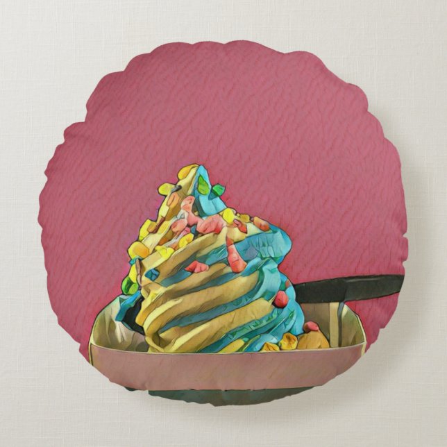 Ice cream for kids round cushion (Front)