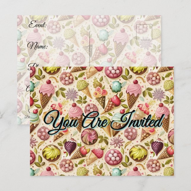 Ice Cream Fun Invitation Postcard (Front/Back)