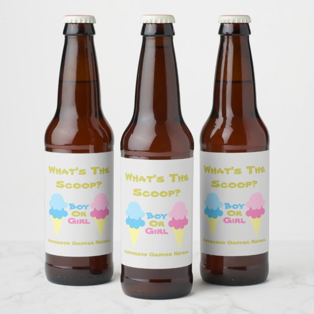 Ice Cream Gender Reveal Beer Bottle Label (Bottles)