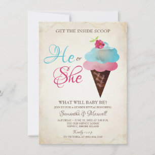 Ice Cream Gender Reveal Invitation - Small