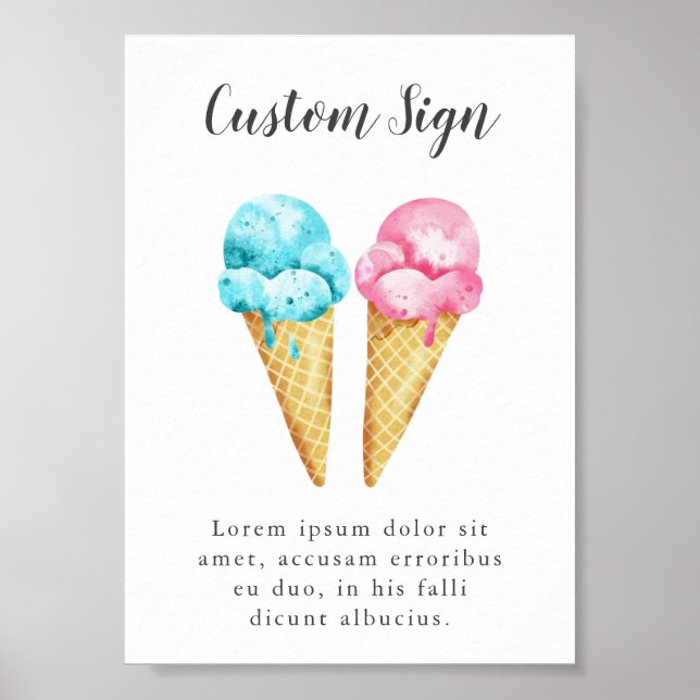 Ice Cream Gender Reveal Party Custom Sign (Front)