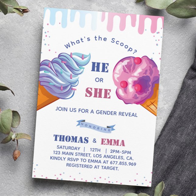 Ice Cream Gender Reveal Party Invitation (Creator Uploaded)