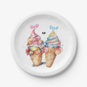 Ice Cream Gender Reveal Party Invitation Paper Plate
