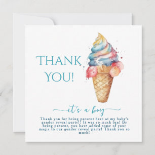 Ice Cream Gender Reveal Party Its a Boy Thank You Card