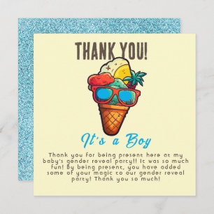 Ice Cream Gender Reveal Party Its a Boy Thank You Card