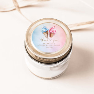 Ice cream Gender Reveal What's The Scoop Classic Round Sticker