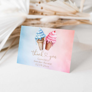 Ice cream Gender Reveal What's The Scoop  Thank You Card