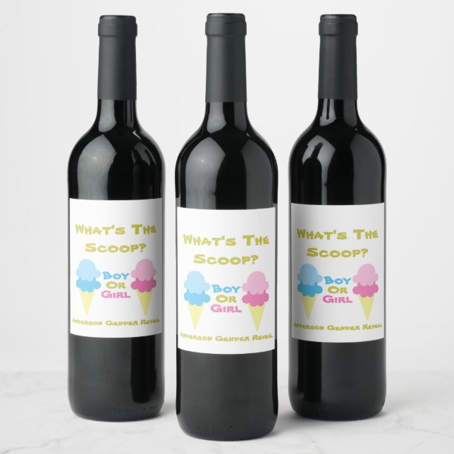 Ice Cream Gender Reveal Wine Label (Bottles)