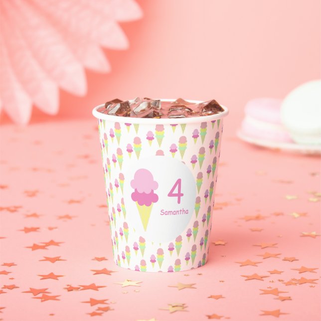 Ice Cream Girl Birthday Paper Cups (Insitu)