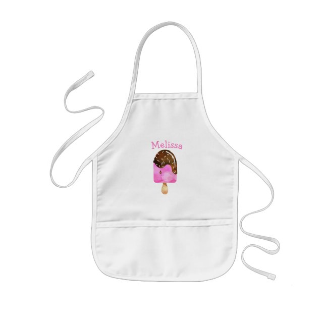 Ice Cream Girl Cute Personalized Monogram Kids Apron (Front)