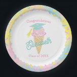 Ice Cream Graduation Party Paper Plate<br><div class="desc">Throw an ice cream social to celebrate the new graduate with this cute ice cream cone design in soft pastel tones!  Perfect for an elementary graduate or just a graduation party for someone that loves ice cream!</div>