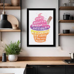 Ice Cream Happiness Watercolour Typography Poster<br><div class="desc">Ice Cream Happiness Faux Watercolor Typography Poster - Words of wisdom aren't always easy to come by. So here you go, have some on us. This stylish poster features typography, has an ice cream illustration with the quote "Money doesn't buy happiness but buys ice-cream that is kind of the same...</div>