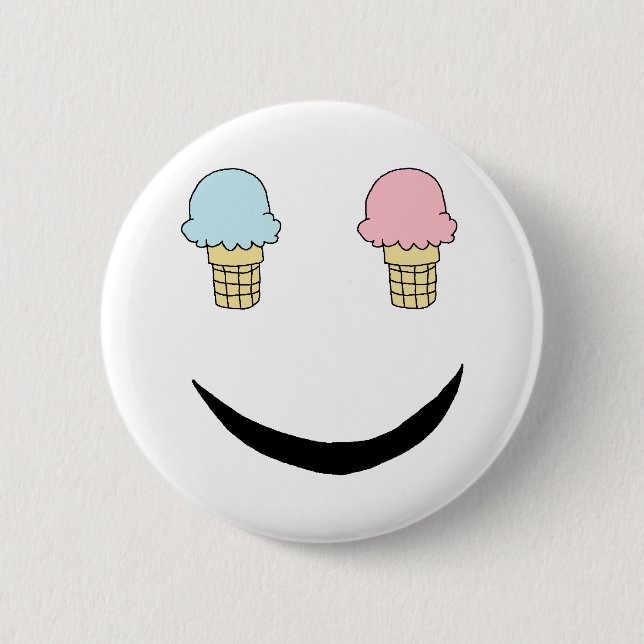Ice Cream Happy Face 6 Cm Round Badge (Front)
