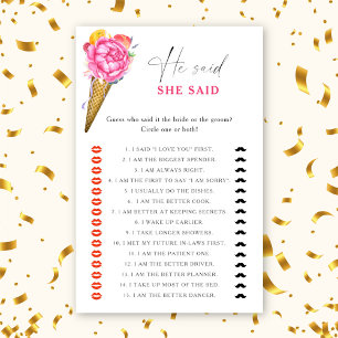 Ice cream - He said she said bridal shower game