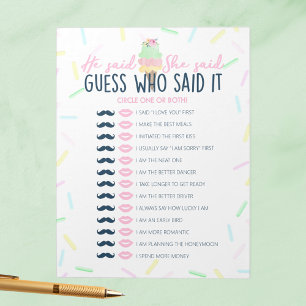 Ice Cream He Said She Said Shower Game Pack Notepad