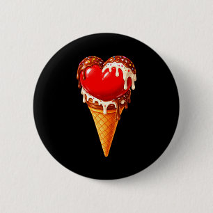 Ice Cream Heart Funny Drip Valentines Day Boys Gir 6 Cm Round Badge