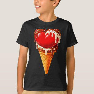 Ice Cream Heart Funny Drip Valentines Day Boys Gir T-Shirt